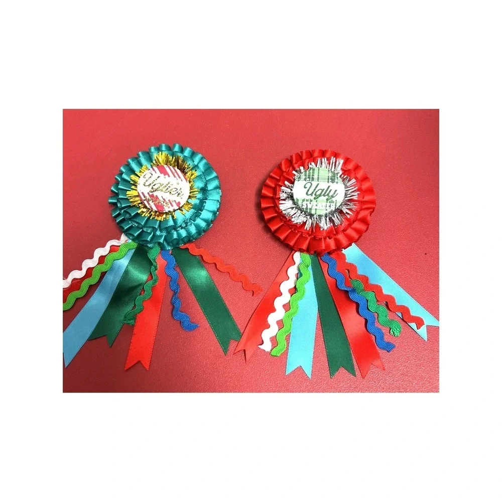 Holiday Ugly Sweater Party Award Ribbon Stickers, Christmas, Stationery, 24 Piec